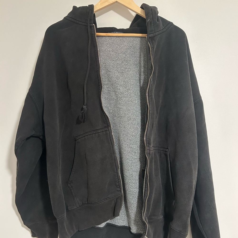 Brandy Melville Charcoal Zip-Up Sweater